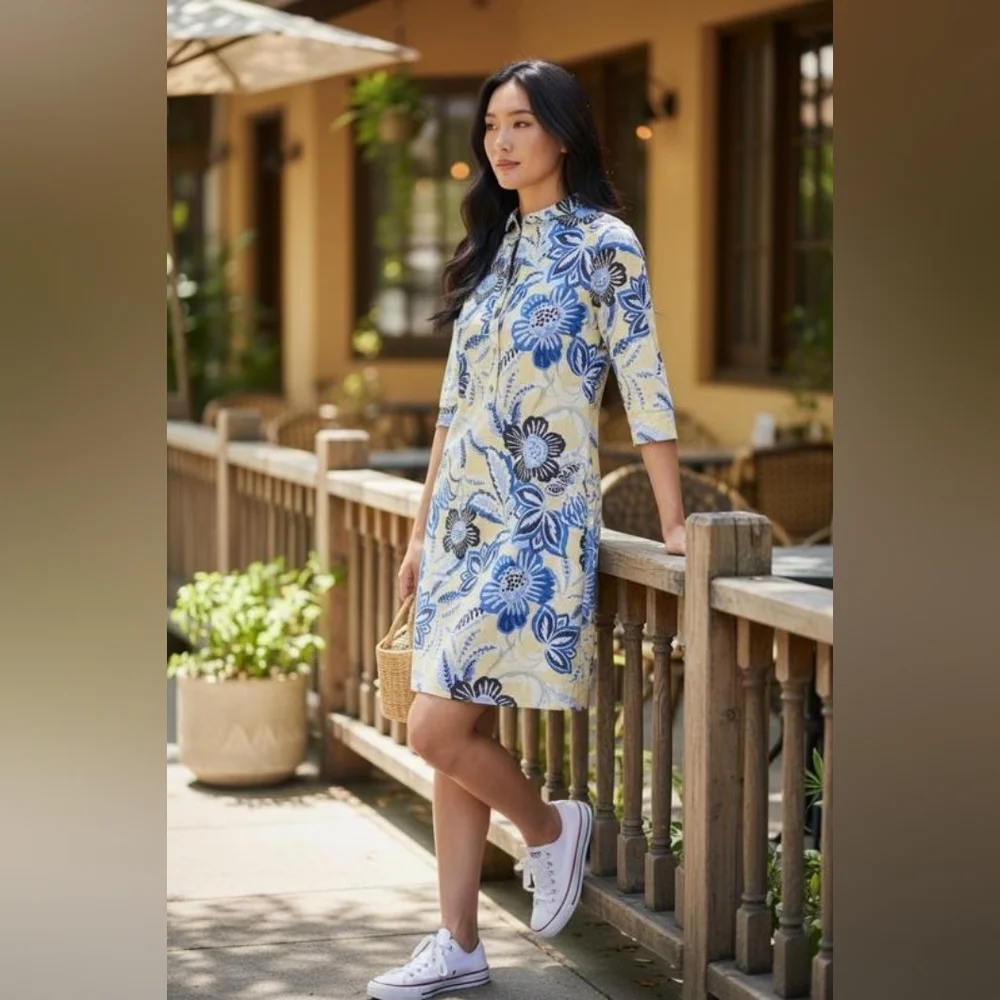 Jude Connally Susana floral dress blooming botanicals butter 3/4 Sleeves, SizeXS - Picture 1 of 4